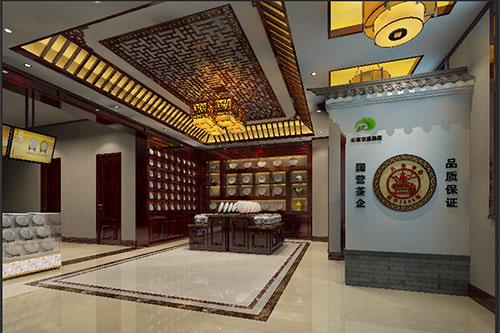 宣化古朴典雅的中式茶叶店大堂设计效果图